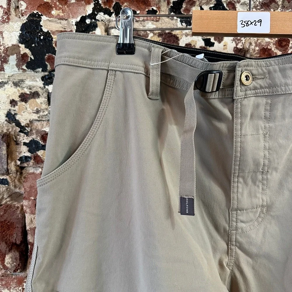 Prana Pants Men 38x29 tan Nylon Stretch Hike Camp Fish Gorpcore